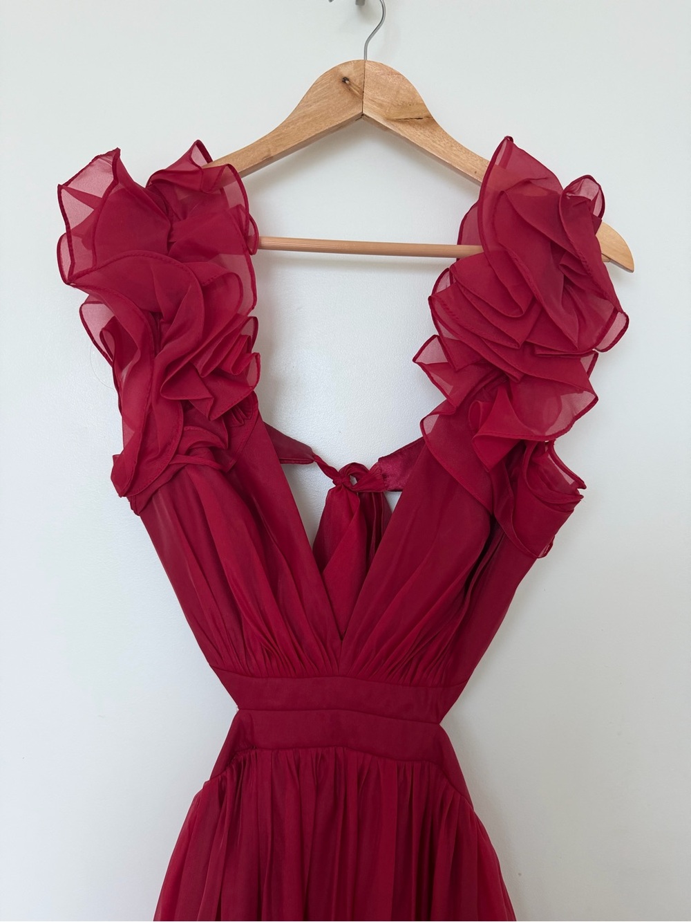 Mac Duggal Red Backless Ruffle Evening Gown - Picture 1 of 12
